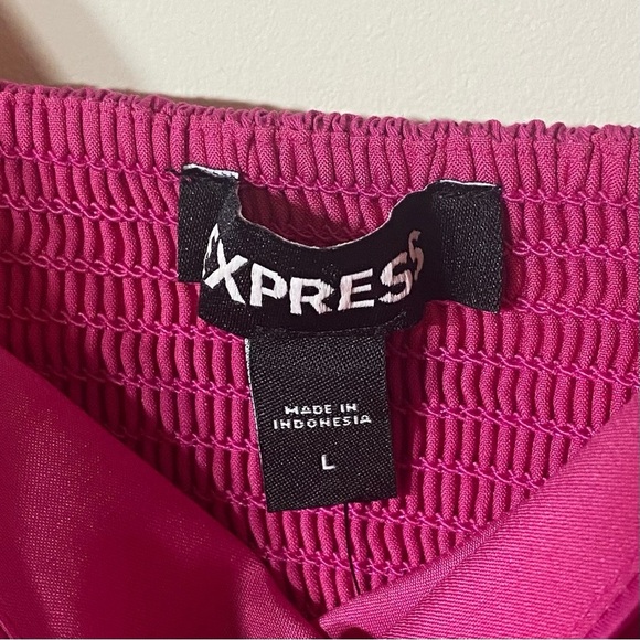 Express Size L Bright Fuchsia Elegant Pink Puff Sleeve Maxi Dress - Picture 5 of 7